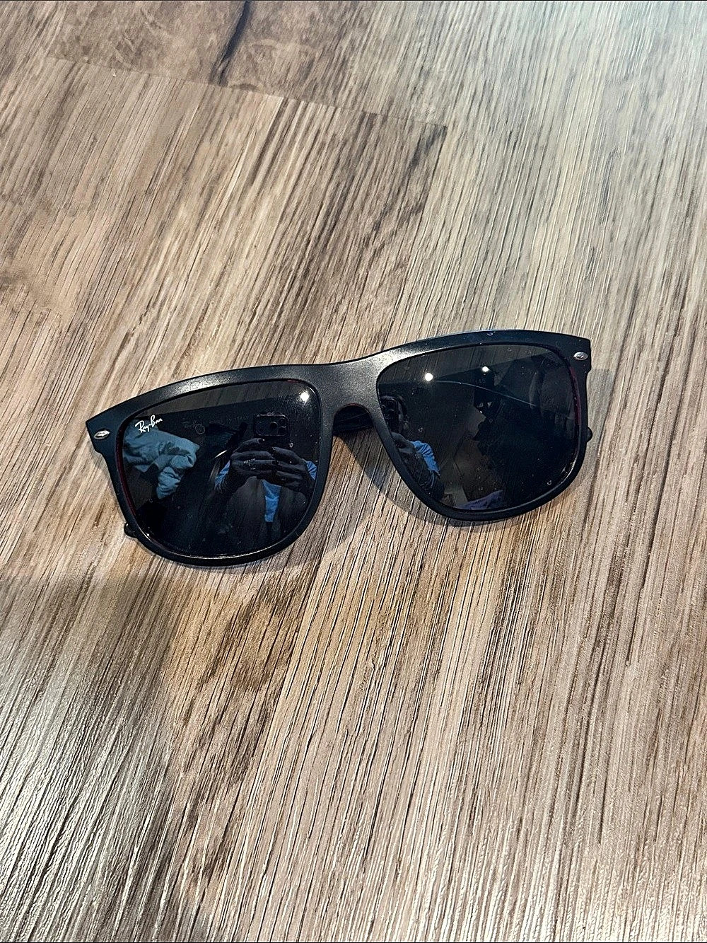 Ray-Ban RB4181 Square Sunglasses Black & Red